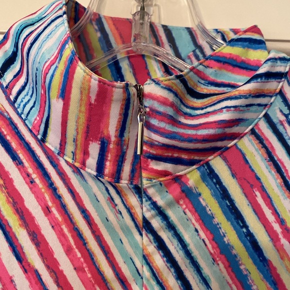 EP NY Golf size xs long sleeved diagonal strip polo w/ 1/4 zip mock neck - Picture 2 of 5